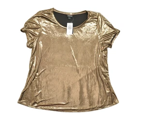 Torrid Women's Plus Size 1X Metallic Gold Foil Tee Shirt Short Sleeve NWT - Picture 1 of 8