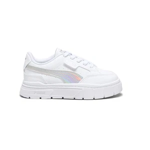 PUMA Mayze Stack Iridiscent Lace Up Toddler Girls White Sneakers Casual Shoes 3 - Picture 1 of 6