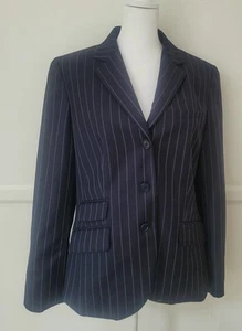 Womens Brooks Brothers Navy Stripe Super 110's Wool Blazer/Jacket 12P - Picture 1 of 11