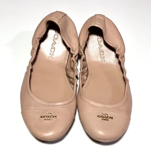 Coach Foldable Ballet Leather Flats SZ 5B Nude Slip On Formal Casual G2234 - Picture 1 of 7