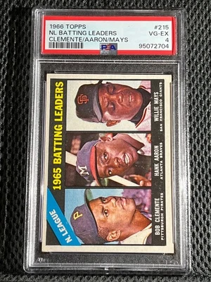 1966 TOPPS #215 NL BATTINGLEADERS CLEMENTE AARON MAYS HOF PSA 4 ОЧЕНЬ ХОРОШЕЕ СОСТОЯНИЕ-EX - Изображение 1 из 2