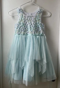Jona Michelle Girls' Sleeveless Mint Green Embroidered Flowers Size 5 - Picture 1 of 4