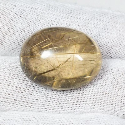 50.88 ct SHIMMERING RARE UNTREATED  NATURAL RUTILE QUARTZ CABOCHON See Vdo PKT - Image 1 of 2