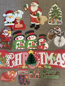 13 Vintage Weihnachten Stanzformen Pappe Fenster Wanddeko 70’s 80’s U.S.A. - Bild 1 von 20