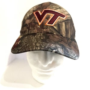 Virginia Tech VT Hokies Hat Cap Camo Strap Back Adjustable Hunting Mar Gold Logo - Picture 1 of 7