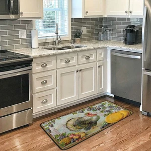 Vintage Thanksgiving Turkey Kitchen Rugs Autumn Harvest Bath Mat for Bathroom... - Foto 1 di 7