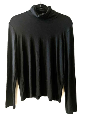 Top elástico de cuello alto negro Eileen Fisher para mujer talla mediana manga larga EE. UU. Foto 1 de 4