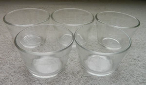 5 Vintage Pyrex Custard Cups/Ramekins 1950s - 6 OZ Flat Rim 3 Ring Banded Trim - Picture 1 of 8