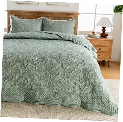  Набор вышитых одеял размер - 3 штуки, стираемая хлопковая смесь королевский зеленый - Изображение 1 из 4