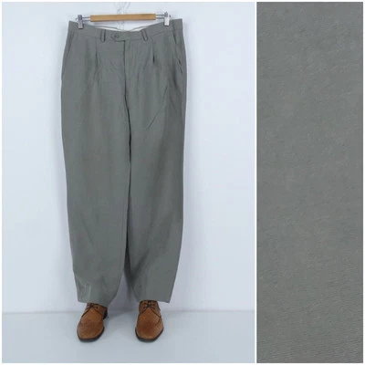 Pantalones de hombre 33 cintura 30 pierna MARKS&SPENCER traje de vestir gris lino pantalones pantalones Foto 1 de 4