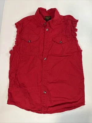 Milwaukee Performance Men’s Large Red Cotton Sleeveless Biker Motorcycle Vest - Image 1 of 4