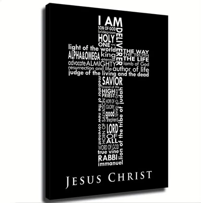 Arte de pared cristiano nombres de Jesús en cruz Biblia lienzo impresiones de pared póster  Foto 1 de 4