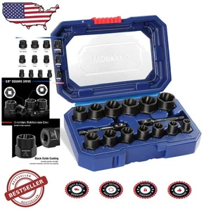 Heavy Duty 15pc Bolt Nut Extractor Set 3/8" Drive Chrome Moly Steel Black Oxide - Bild 1 von 10