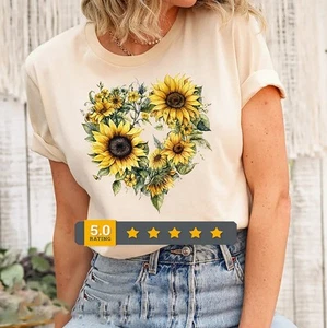 Sunflower - Sunflower Shirt, Floral Tee Shirt, Flower Shirt,Garden Shirt, Wom... - Picture 1 of 14