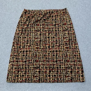 Vintage G.A.S. Skirt Womens Large Brown Red Abstract Print Pull On USA 2001 Poly - Picture 1 of 9