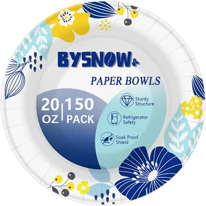 150 Packs Paper Bowls 20 Oz Disposable Heavy Duty for Hot Soup and Salad Bulk - Picture 1 of 1