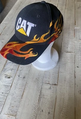 Caterpillar Licensed Adjustable Hat with Flame Embroidery Good Condition - Image 1 of 4