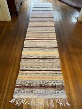 Stunning Antique Swedish Hand Made Rag Rug (26 x 127 inches) 1930s