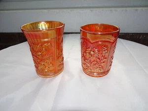 Imperial Ohio Flat 2 Tumble Marigold Carnival Glass Lustre Rose Vtg 1930 - Picture 1 of 4