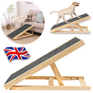 Dog Ramp Solid Wooden Pet Ramp Car Sofa Dog Ladder w/Non-slip Carpet Safety - Picture 1 of 8