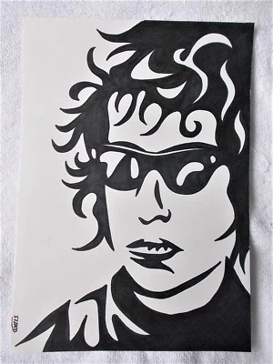 A4 Art Marker Pen Sketch Drawing Bob Dylan Hair & Sunglasses Poster A Stylised 2 - Изображение 1 из 3
