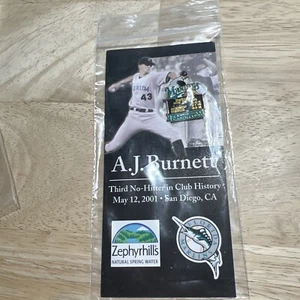 A.J. BURNETT 2001 ZEPHYRHILLS PIN THIRD NO HITTER 5/12/01 FLORIDA MARLINS - Picture 1 of 4