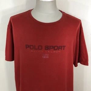 Vintage 90s Ralph Lauren Polo Sport Flag T Shirt Distressed Faded Relaxed Tee - Picture 1 of 11