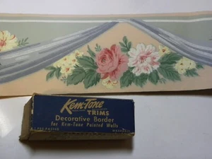 Antique Kem Tone Wallpaper Floral Border - Picture 1 of 6