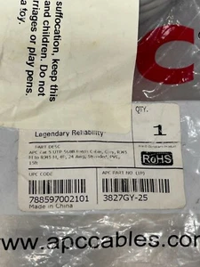 NEW APC CATEGORY 5 PATCH CABLES 3827GY-25 - Picture 1 of 2