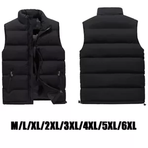 Men's Thick Puffy Puffer Sleeveless Jacket Winter Thick Vest Quilted Jacket New - Picture 1 of 20