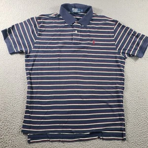 Vintage Polo Ralph Lauren Hemd Herren Large Blau Gestreift Golf Kurzarm Baumwolle - Bild 1 von 10