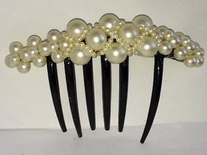 HAIR CLIP Hair Comb CLAW HAIRPIN Hair Accessory FAUX PEARL Wedding Bridal VTG - Picture 1 of 9