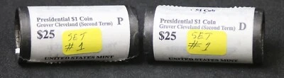 2012-D +P Grover Cleveland Presidential One $ Original Us Mint Rolls 2 rolos #1 - Imagem 1 de 3