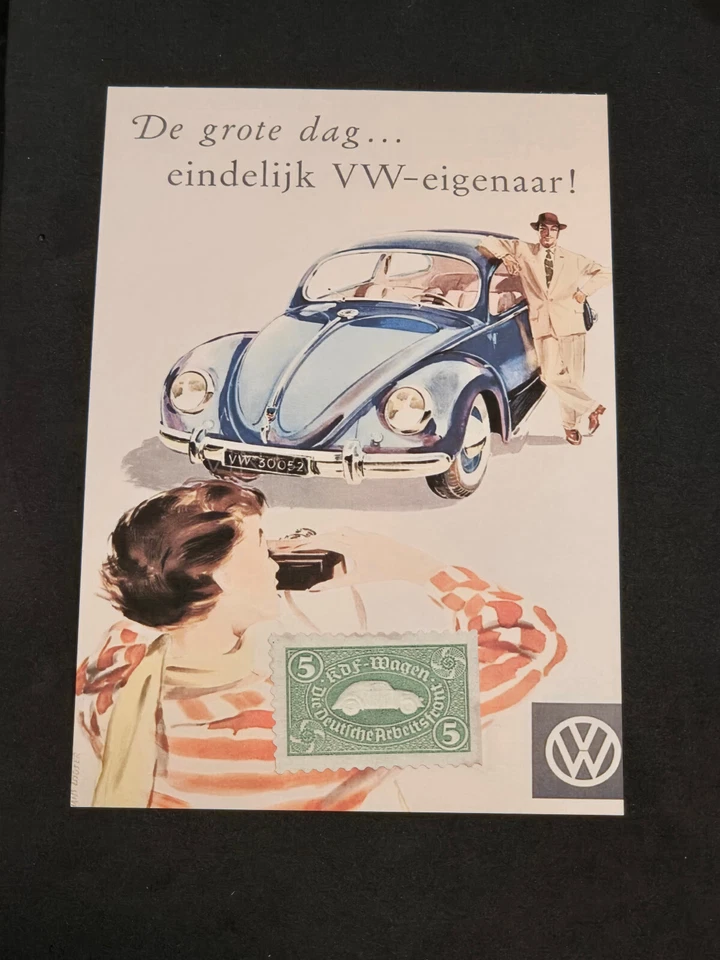 TERCER Reich vw KdF VOLKSWAGEN COCHE AUTO PUBLICIDAD ANUNCIO NAZI postal alemana Foto 1 de 1