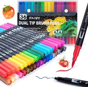 Coloring Markers Pen for Adults Kids, 36 Fine Felt Tip Water Markers Dual Brush
