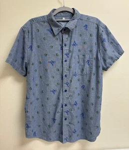 Disney Store Toy Story Shirt Men's Size Large Buzz Lightyear Alien Chambray - Picture 1 of 5