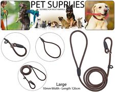 Puppy Dog Pet Lead Slip On Rope Leash Training Nylon No Collar Needed Brown 10mm