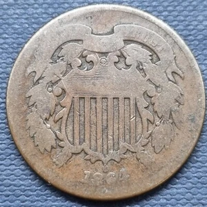 1864 Two Cent Piece 2c Circulated #66869 - Picture 1 of 2