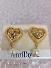 Ann Taylor Hearts And Pearl Clip On Earrings