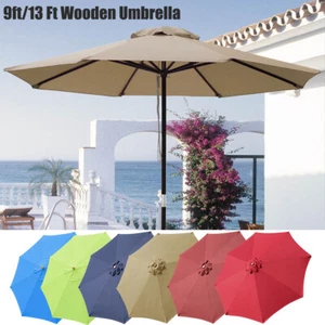 9ft/10ft Garden Parasol Half Umbrella Patio Sunshade Wooden Pole UV30+ protecti - Picture 1 of 20