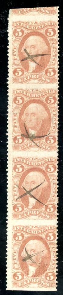 USA REVENUE R25b VERTICAL STRIP OF FOUR++ SCARCE MULTIPLE - Image 1 of 1