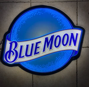 Letrero de luz LED Blue Moon Beer hombre cueva bar 20"x18" aspecto neón obra de arte - Imagen 1 de 17