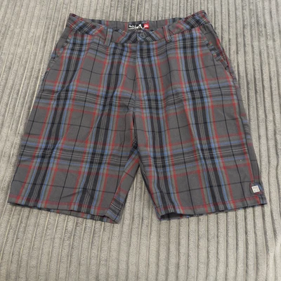 Pantalón Corto Quiksilver Estilo Para Hombre 33 Marrón Azul Tartán Cuadros Frente Plano Informal Surf Foto 1 de 4