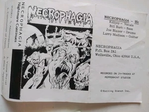 Necrophagia Nightmare Continues cassette demo ultra rare death metal - Imagen 1 de 4