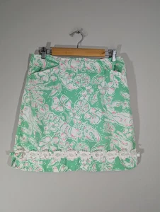 Lilly Pulitzer Womens Floral Glenda Green Mini Skirt Sz 10 Beach Summer Preppy - Picture 1 of 9