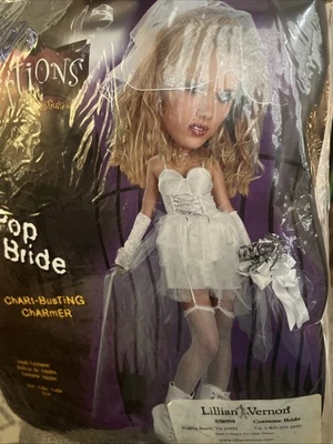 Pop Bride Halloween Costume Size Adult Size 12-14 Dress Gloves Veil New - Image 1 of 4