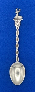 Inverness Medlock & Craik 1954 Heraldic Clan Silver Spoon Red Deer Stag Finial - Picture 1 of 9