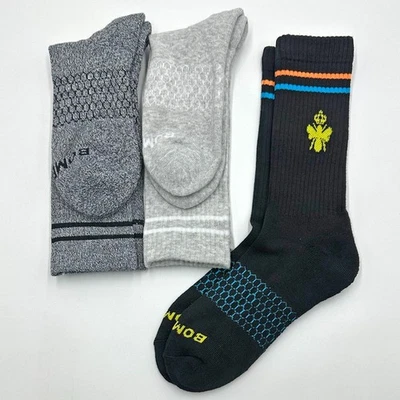 3 Pairs bombas Women's Cushion Marl Calf socks Honeycomb Size Med 3 Colors Mix - Image 1 of 3
