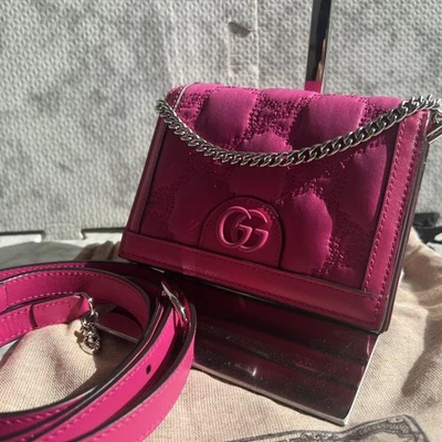 Mini Bolso de Hombro Gucci GG Matelasse Nylon 2 Vías Rosa 723777 Auténtico De Japón YZ Foto 1 de 4