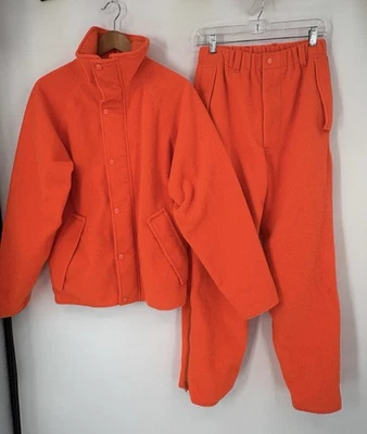 Vintage  90s L.L. Bean Goretex Jacket/Pants Set Fleece Blaze Orange Hunt Medium - Image 1 of 4